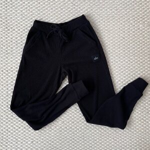 Alo Muse Sweatpants Ribbed Joggers Women’s Black XXS Athleisure Lounge W5784R